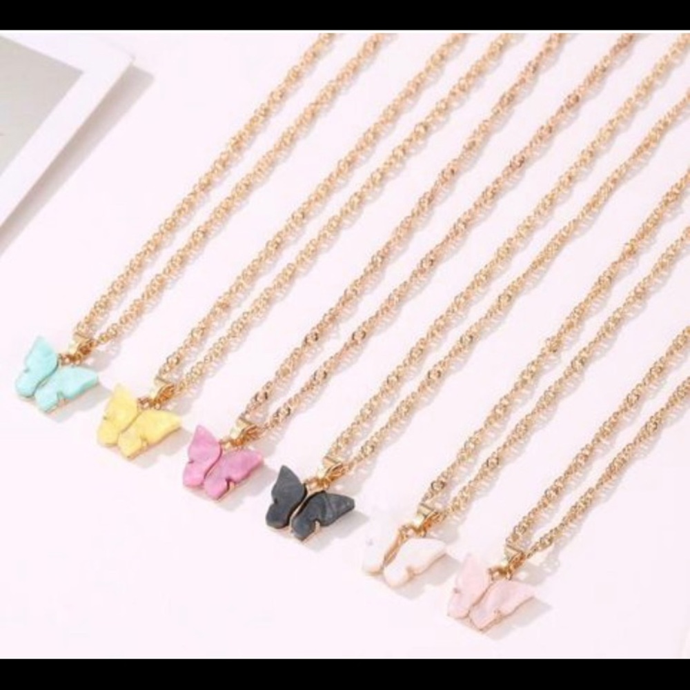 Butterfly necklace and studs